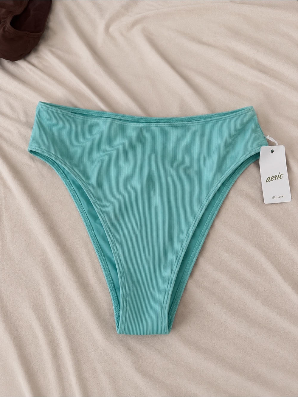 Aerie Ribbed High-Cut Bikini Bottom - Teal